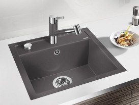Мийка для кухні прямокутна BLANCO DALAGO 6 SILGRANIT врізна з клапаном-автоматом темна скеля 518850