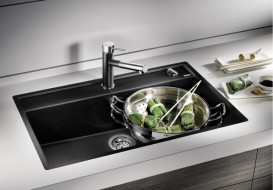 Мийка для кухні прямокутна BLANCO DALAGO 8 SILGRANIT врізна з клапаном-автоматом антрацит 516629