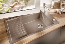 Мойка для кухни прямоугольная BLANCO ELON XL 6 S SILGRANIT врезная  с клапаном-автоматом  серый беж 524841