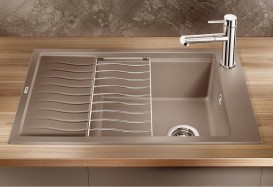 Мойка для кухни прямоугольная BLANCO ELON XL 6 S SILGRANIT врезная  с клапаном-автоматом  серый беж 524841