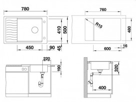 Мойка для кухни прямоугольная BLANCO ELON XL 6 S SILGRANIT врезная  с клапаном-автоматом  мускат 524842