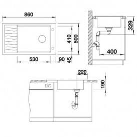 Мойка для кухни прямоугольная BLANCO ELON XL 8 S врезная  искусственный гранит  антрацит 524860