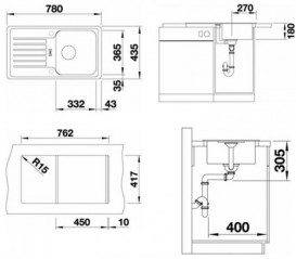 Мойка для кухни прямоугольная BLANCO Favos mini SILGRANIT® врезная  шампань 518185