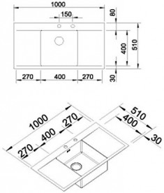 Мойка для кухни прямоугольная Blanco FLOW 45 S-IF нержавеющая сталь  зеркальная полировка 521636