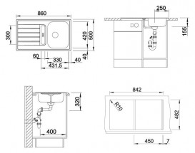 Мойка для кухни прямоугольная BLANCO Livit 45 S нержавеющая сталь полированная 514788