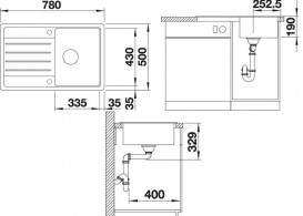 Мийка для кухні прямокутна BLANCO LEGRA 45 S врізна штучний граніт шампань 522205