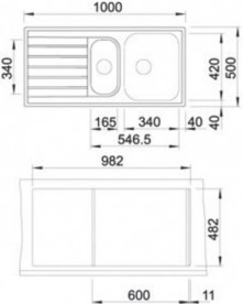 Мойка для кухни прямоугольная Blanco Livit 6 S нержавеющая сталь декор 514797