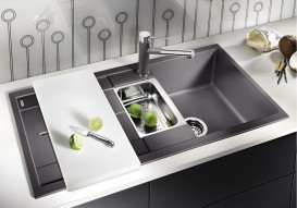 Мийка для кухні прямокутна BLANCO METRA 6 S SILGRANIT врізна з клапаном-автоматом антрацит 513053