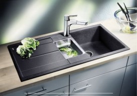 Мийка для кухні прямокутна BLANCO METRA 6 S SILGRANIT врізна з клапаном-автоматом антрацит 513053