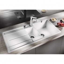 Мийка для кухні прямокутна BLANCO METRA 6 S SILGRANIT врізна з клапаном-автоматом білий 513046