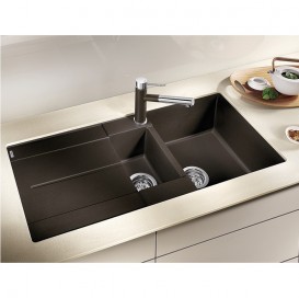 Мойка для кухни прямоугольная BLANCO METRA 6 S COMPACT SILGRANIT врезная  с клапаном-автоматом  кофе 515044