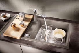 Мийка для кухні прямокутна BLANCO METRA XL 6 S SILGRANIT врізна з клапаном-автоматом сірий беж 517360