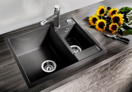 Мийка для кухні прямокутна BLANCO METRA 9 SILGRANIT врізна чаша зліва антрацит 513273