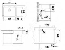 Мойка для кухни прямоугольная BLANCO PLEON 6 врезная  искусственный гранит  шампань 521685