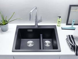 Мийка для кухні прямокутна BLANCO PLEON 6 Split врізна штучний граніт антрацит 521689