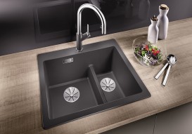 Мийка для кухні прямокутна BLANCO PLEON 6 Split врізна штучний граніт темна скеля 521690