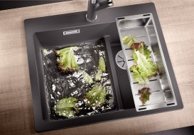 Мийка для кухні прямокутна BLANCO PLEON 6 Split врізна штучний граніт темна скеля 521690