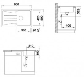 Мойка для кухни прямоугольная BLANCO SONA 5S SILGRANIT врезная  шампань 519676