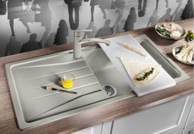 Мийка для кухні прямокутна BLANCO SONA XL 6 S SILGRANIT врізна обертаємося перловий 519695