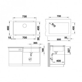 Мойка для кухни прямоугольная BLANCO SUBLINE 700-U SILGRANIT под столешницу  антрацит 523442