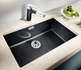 Мийка для кухні прямокутна BLANCO SUBLINE 700-U SILGRANIT під стільницю темна скеля 523443