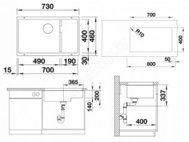Мийка для кухні прямокутна BLANCO SUBLINE 700-U Level SILGRANIT під стільницю кави 523547