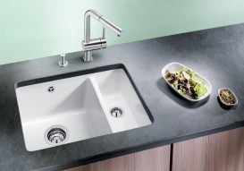 Мийка для кухні прямокутна BLANCO SUBLINE 340/160-U SILGRANIT під стільницю чаша зліва білий 523552