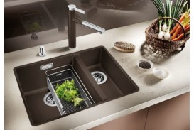 Мийка для кухні прямокутна BLANCO SUBLINE 340/160-U SILGRANIT під стільницю чаша зліва мускат 523555