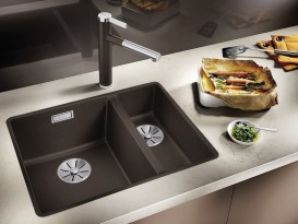 Мойка для кухни прямоугольная BLANCO SUBLINE 340/160-U SILGRANIT под столешницу  чаша слева  кофе 523557