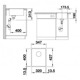 Мойка для кухни прямоугольная BLANCO SUBLINE 320-F SILGRANIT антрацит 523416