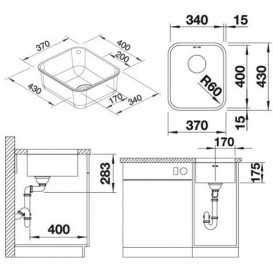 Мийка для кухні прямокутна Blanco Supra 340-U нержавіюча сталь полірована 518200