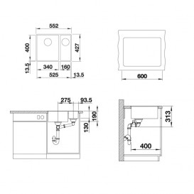 Мойка для кухни прямоугольная BLANCO SUBLINE 340/160-F  искусственный гранит  темная скала 523569