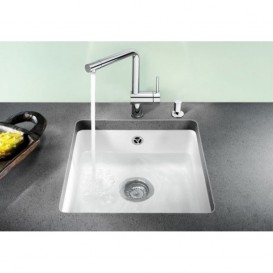 Мойка для кухни прямоугольная BLANCO SUBLINE 375-U керамика PuraPlus  под столешницу  глянцевый белый 523726