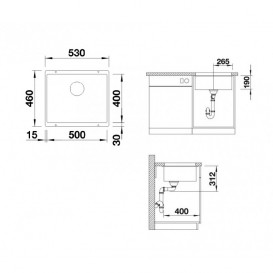 Мийка для кухні прямокутна BLANCO SUBLINE 500-U кераміка PuraPlus під стільницю глянсовий магнолія 523734