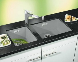 Мийка для кухні прямокутна Blanco SUBLINE 320-U SILGRANIT штучний граніт перловий 523409