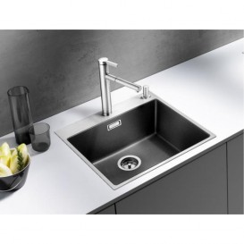 Мойка для кухни прямоугольная Blanco SUBLINE 500-IF/A искусственный гранит  стальной кант  клапан-автомат  антрацит 524111