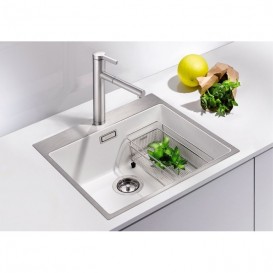 Мойка для кухни прямоугольная Blanco SUBLINE 500-IF/A искусственный гранит  стальной кант  клапан-автомат  белый 524112