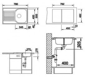 Мойка для кухни прямоугольная Blanco Tipo 45 S Compact нержавеющая сталь полированная 513442