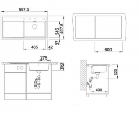 Мийка для кухні прямокутна Blanco Zenar XL 6 S-F SILGRANIT клапан-автомат чаша справа білий 523889