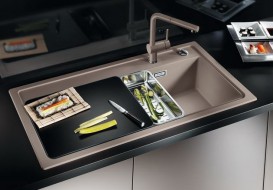 Мийка для кухні прямокутна BLANCO Zenar XL 6S врізна чаша справа з клапаном-автоматом шампань 523950