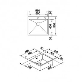 Мойка для кухни прямоугольная Blanco ZEROX 500-IF/А нержавеющая сталь  зеркальная полировка 521630