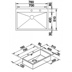 Мойка для кухни прямоугольная Blanco ZEROX 700-IF/А нержавеющая сталь  зеркальная полировка 521631
