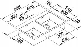 Мойка для кухни прямоугольная Blanco ZEROX 400/400-IF/А нержавеющая сталь  зеркальная полировка 521648