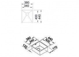 Мойка для кухни прямоугольная Blanco ZEROX 340-IF нержавеющая сталь  зеркальная полировка 521582