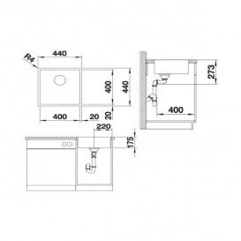 Мойка для кухни прямоугольная Blanco ZEROX 400-IF нержавеющая сталь  зеркальная полировка 521584
