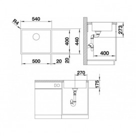 Мийка для кухні прямокутна Blanco ZEROX 500-IF нержавіюча сталь дзеркальне полірування 521588