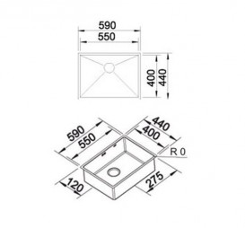 Мийка для кухні прямокутна Blanco ZEROX 550-IF нержавіюча сталь дзеркальна поліровка 521590
