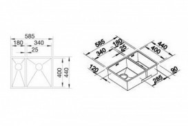 Мойка для кухни прямоугольная Blanco ZEROX 340/180-IF чаша справа нержавеющая сталь  зеркальная полировка 521612