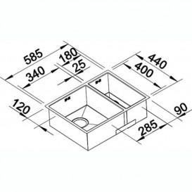 Мойка для кухни прямоугольная Blanco ZEROX 340/180-IF чаша слева нержавеющая сталь  зеркальная полировка 521611