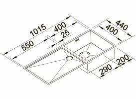 Мойка для кухни прямоугольная Blanco ZEROX 400/550-Т-IF чаша слева нержавеющая сталь  зеркальная полировка 521603